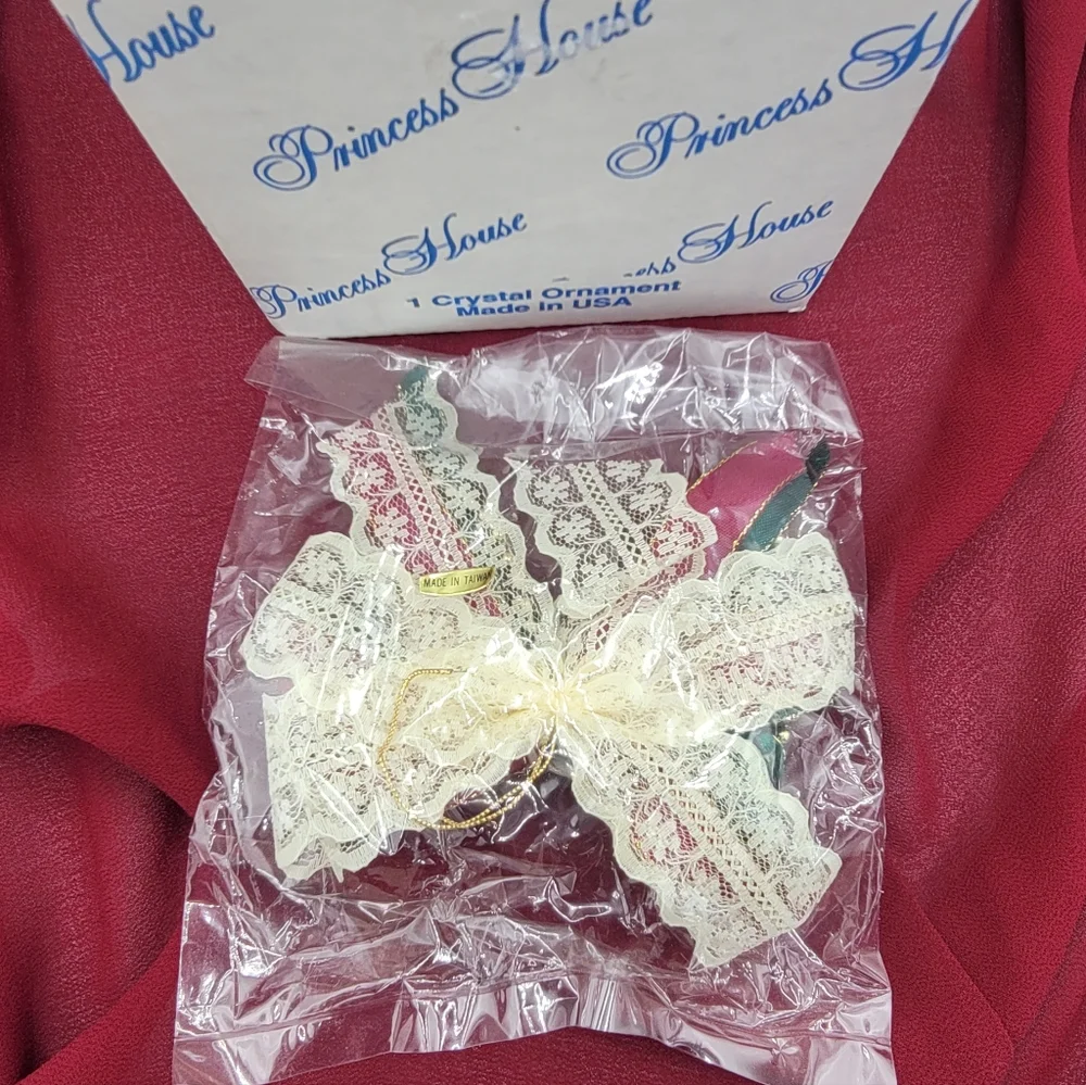 Princess House Crystal Ornament Etched Sleigh 1998 Made USA Box Ribbon Vintage